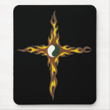 Croix du feu de Yin Yang Tapis De Souris