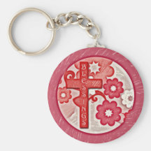 Croix et fleurs de bénédictions porte-clefs
