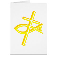 Croix et poissons chrétiens cartes de vœux