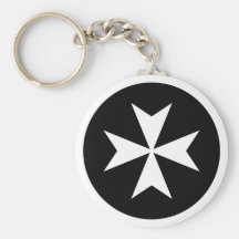 Croix maltaise blanche porte-clef