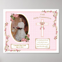 Croix rose 11x14 personnalisé première par sainte  posters