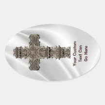 Croix sur l'autocollant blanc de satin