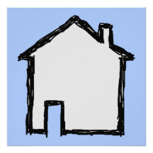 Croquis de Chambre. Noir et bleu Cartons D'invitation