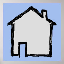 Croquis de Chambre. Noir et bleu Poster