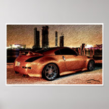 croquis de crayon de Scape de la ville 350Z Affiches