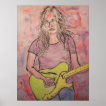 Croquis de fille de musique en direct affiches