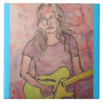 Croquis de fille de musique en direct carreaux