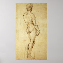 Croquis de la statue de David de Michaël Angelo pa Affiche