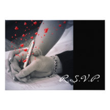 cru blanc RSVP de mains de noir élégant de coeurs Invitations