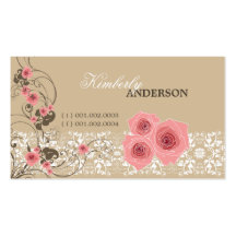 Cru chic élégant de Fleur de roses de dentelle ros Carte De Visite