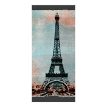 Cru de lever de soleil de matin de Tour Eiffel Double Carte En Couleur