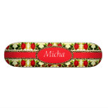 Cru de monogramme de guépard de rose rouge planches à roulettes customisées