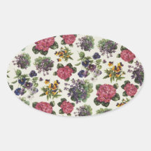 Cru floral autocollants ovales