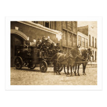 Cru hippomobile de pompe à incendie cartes postales