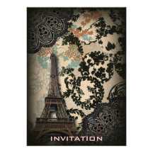 Cru sophistiqué de dentelle de Paris EiffelTower Invitations