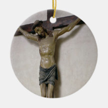 Crucifix (bois polychrome) décoration de noël