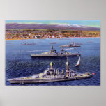 Cuirassés de Long Beach la Californie le long de c Affiche