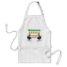 Cuisinier occidental de BBQ de tablier outre des c