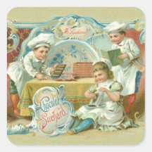 Cuisson vintage avec la publicité de chocolat stickers carrés