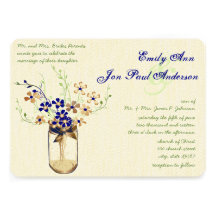 Cuivre de marine et fleur sauvage verte de pot de  invitations personnalisables