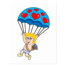 Cupidon de parachute carte postale