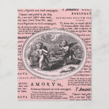 Cupidon vintage dans le fiançailles romantique de  prospectus en couleur