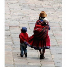 Cusco, le Pérou, mère et enfants Découpages En Acrylique