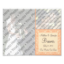 Custom Coral or Peach Wedding Photo Collage Print