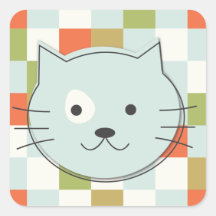 Cute Cat Sticker Carré