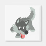Cute Curious Cartoon Wolf  Magnet magnets