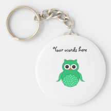 Cute green owl keychain