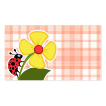 Cute Orange Plaid Ladybug Business Cards