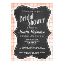 Cute Orange Plaid; Vintage Chalkboard Custom Invitations