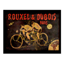 Cycle de recyclage tandem vintage de cyclistes de  carte postale