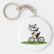 Cycliste d'ours panda porte-clé