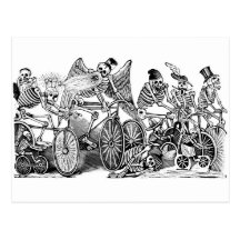 Cyclistes de Calavera circa 1800's en retard Mexiq Carte Postale