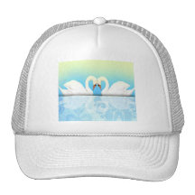 Cygnes élégants avec le bleu et le vert casquette de camionneur