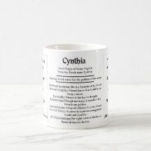 Cynthia, l'origine et la signification tasse