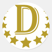 D-Lettre-Étoile-Couronne Adhésifs Ronds