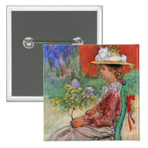 Dagmar tenant des fleurs badge