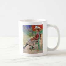 Dagmar tenant des fleurs mugs à café