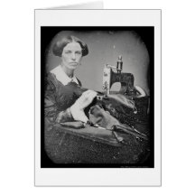 Daguerréotype travaillant 1853 d'ouvrière couturiè cartes de vœux