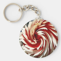 Dahlia rouge et blanc de tourbillon porte-clé