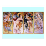 ~ d'Alfons Mucha les quatre saisons Cartes Postales