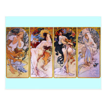 ~ d'Alfons Mucha les quatre saisons Cartes Postales