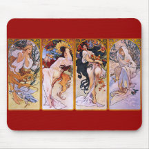 ~ d'Alfons Mucha les quatre saisons Tapis De Souris