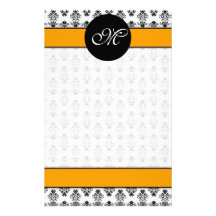 damassé 01 (orange) sans doublure, M Papiers À Lettres