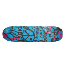 Damassé Aqua-Magenta, graffiti Planches À Roulettes