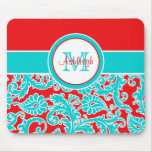 Damassé blanche décorée d'un monogramme Mousepad d Tapis De Souris