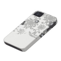 damassé blanche noire formelle fleurie coques iPhone 4 Case-Mate
